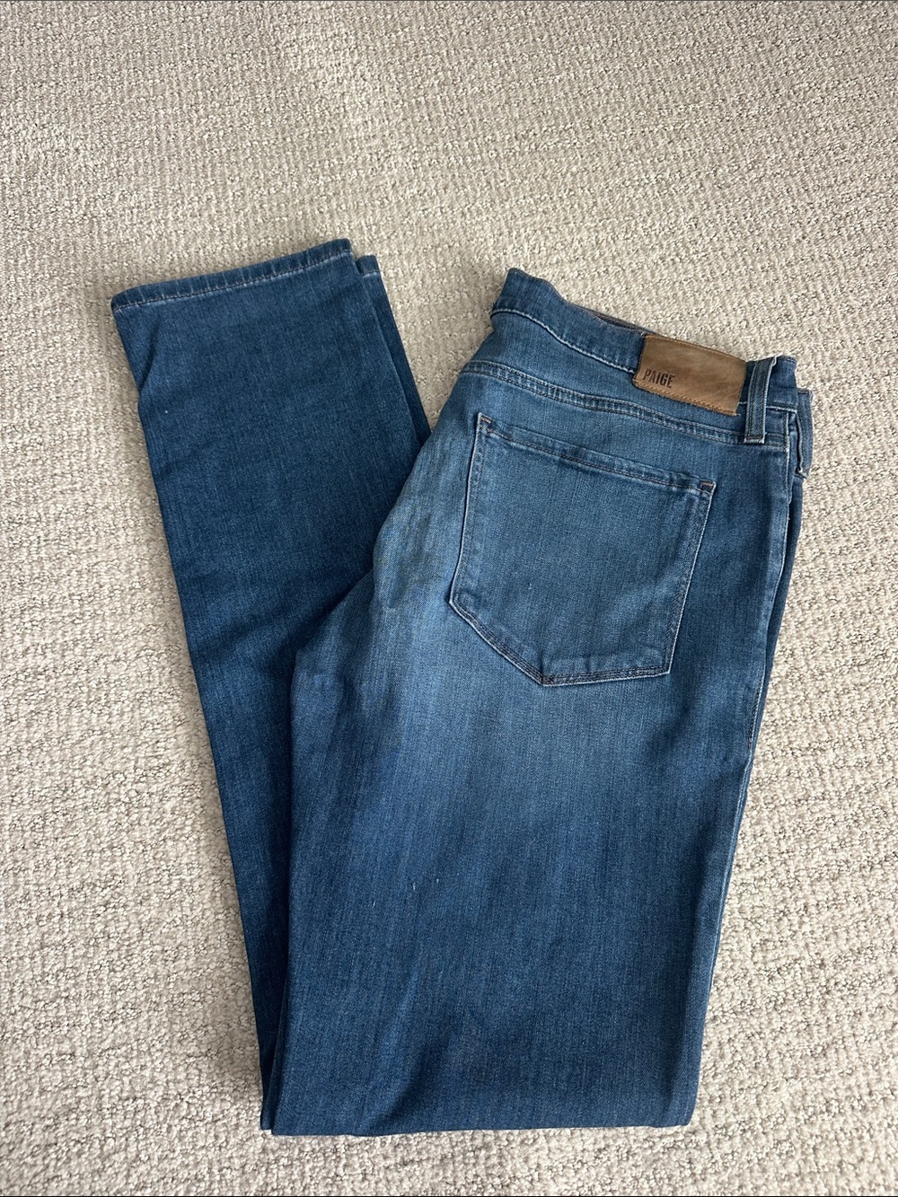 PAIGE Lennox Slim Straight Jeans in Medium Blue Wash